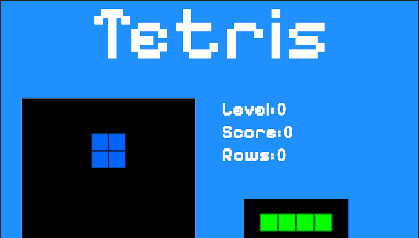 An image of the Tetris app during gameplay