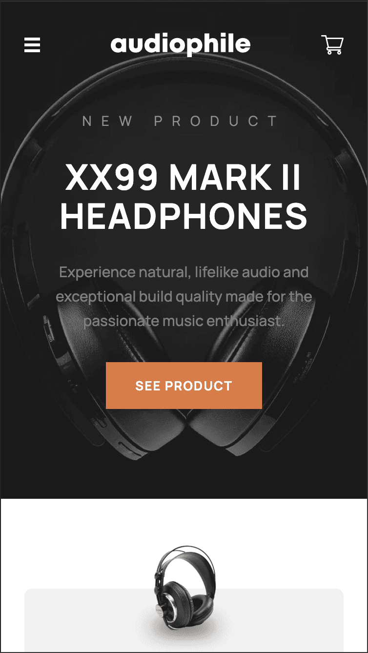 An image of the Audiophile site's landing page