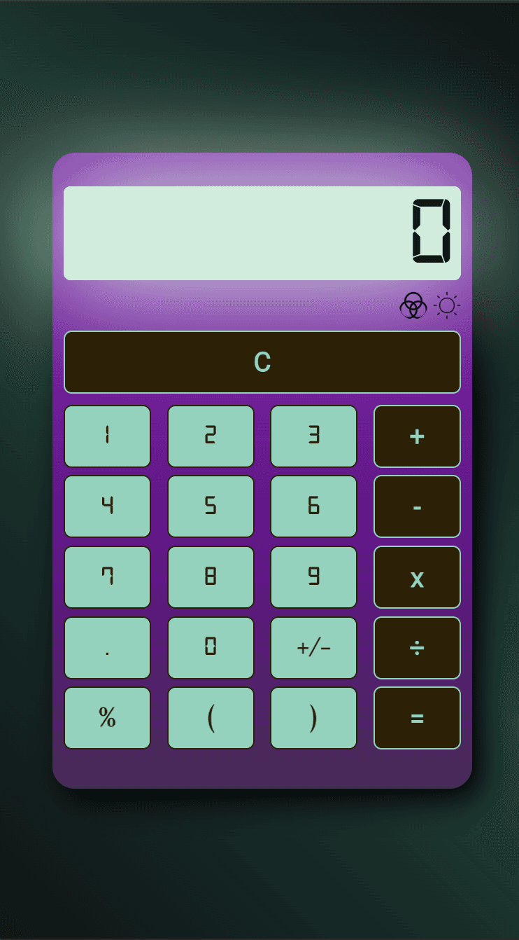 An image of the calculator in the dark mode view