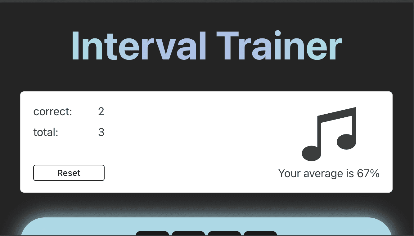 An image of the Musical Ear training app in the middle of an exercise