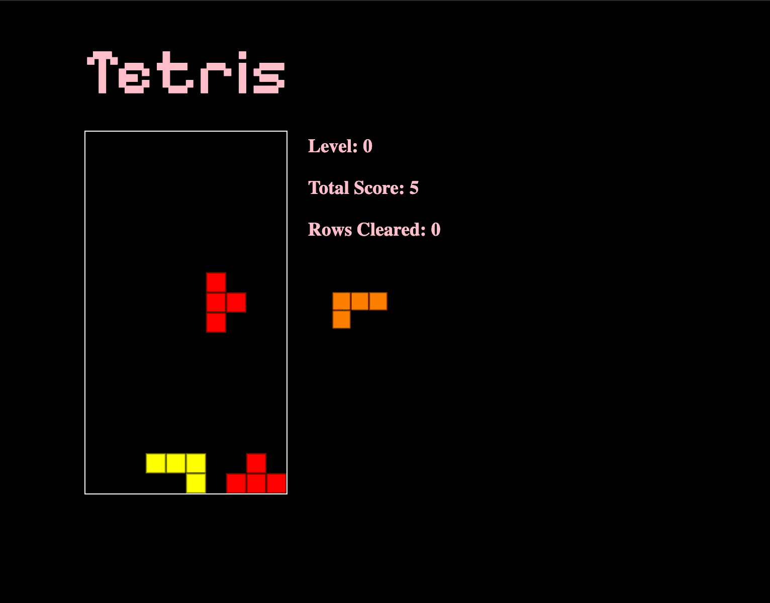 An image of the Tetris app in the middle of a game